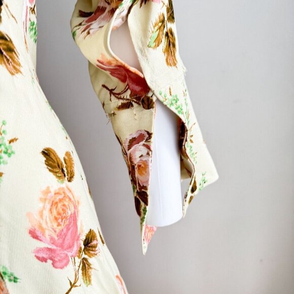 Zara Pastel Green Pink Floral Bias Cut Long Sleeve Maxi Dress XS - Picture 5 of 9